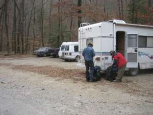 Gearing-up at the east Caney Creek trailhead.