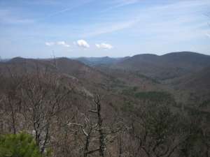 View of the surrounding mountains from the crest of the Buckeye Trail.